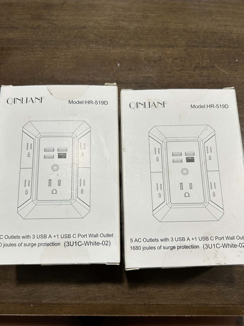 White Surge Protector Wall Outlet with USB-C and USB-A Ports